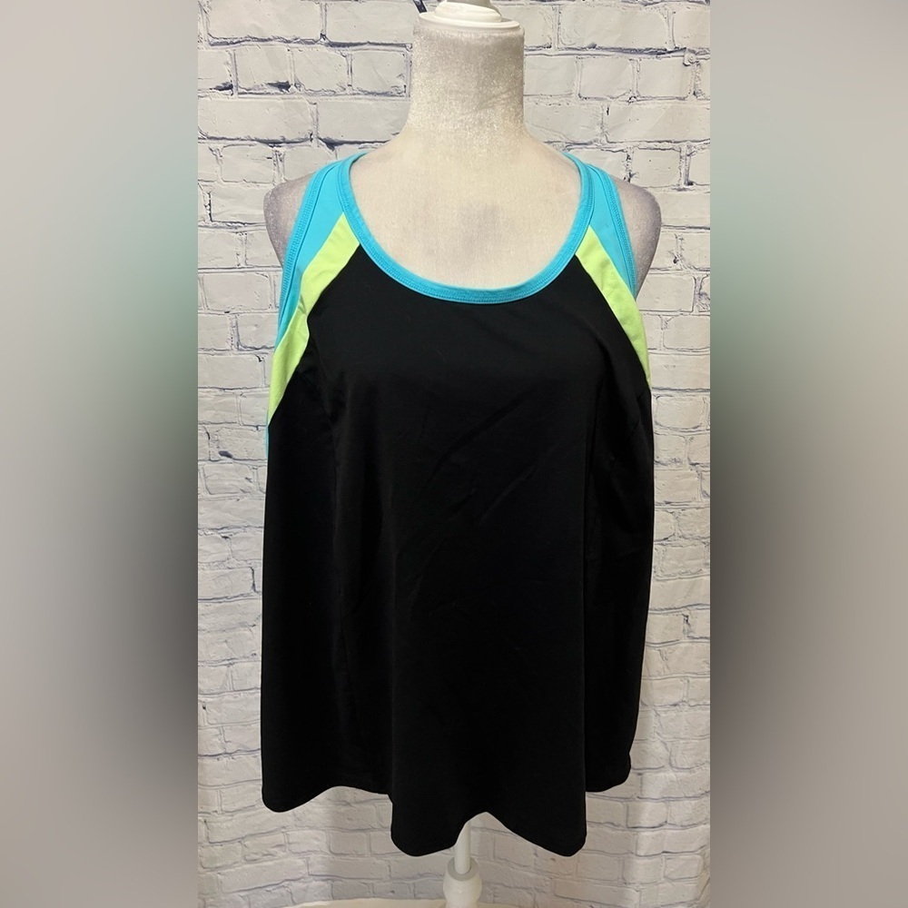 Lane Bryant Women's Blue Green Black Athletic Wear Racer Back Tank Top 22/24